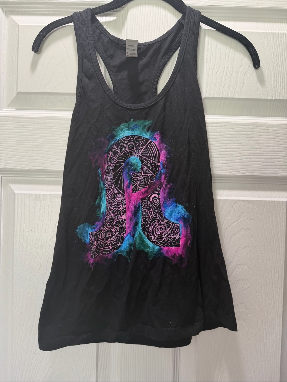 Black Racerback Tank Top with Pretty Lights Graphic